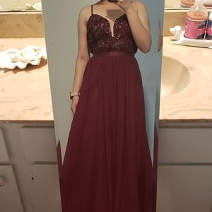 Burgundy red prom dress